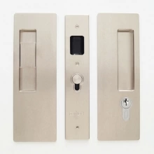 Cavilock<br />CL400C0337 - Cavity Sliders Magnetic Key Locking Pocket Door Set, Snib LH (Left Hand)/Key RH (Right Hand), Satin Nickel, for 1 3/4" Door Thickness