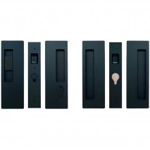 Cavilock<br />CL400D0452 - Cavity Sliders Magnetic Bi-Parting Pocket Door Set, Snib/Key, Matte Black, for 1-3/8" Door Thickness