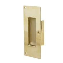 First Impressions Custom Door Pulls<br />DRB4 134BR - Darby 4 - Pocket Door Pull - Solid Rectangular Brass Pocket Trim Plate Set Only (Set) in Brass for 1-3/4" Door