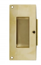 First Impressions Custom Door Pulls<br />DRB4 134BR PSG - Darby 4 - Pocket Door Pull - Solid Rectangular Brass Pocket Trim Set with Passage Mortise in Brass for 1-3/4" Door