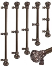 Carpe Diem Cabinet Knobs<br />5698 - Juliane Grace large finial 18" c to c appliance/long pull; 5/8" smooth bar & center brace with 65 Swarovski Crystals