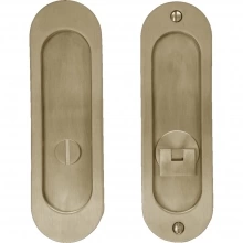 Linnea <br />PL160R-DP-PR  - Round Pocket Door Lock with Drop Ring Turn Piece